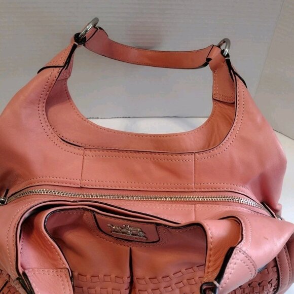 COACH MADISON MAGGIE LEATHER HOBO PURSE SALMON/PINK - Picture 3 of 7